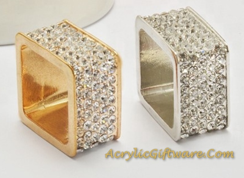 Square Rhinestone Napkin Ring (6Pack) Napkin RingsKitchenware